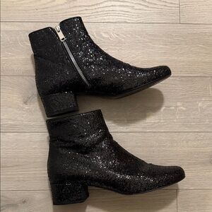 Saint Laurent Paris Glitter Black Booties